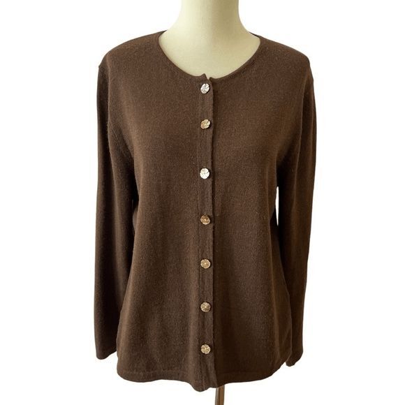 Beyond Threads Brown Alpaca Wool Button-Up Women's Cardigan- Size M - Picture 1 of 12